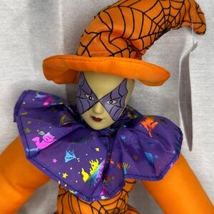 Sugar Loaf Classiques Toys Jester Halloween Plush Porcelain Spider Web 16”